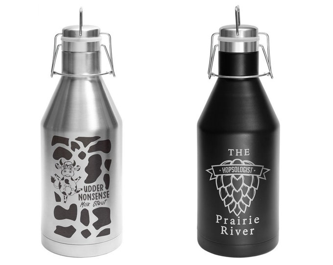 Engraved Insulated Growler, Man Cave Christmas Gift Idea, Beer Lover, Home Brew, Gift for Him, Craft Beer Growler, Father's Day Gift, 64 oz