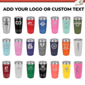 Personalized 20oz Tumbler, ADD YOUR LOGO, Powder Coated, Laser Engraved Cup, Corporate Gift, Branded, Wholesale Tumblers, Bulk Tumblers