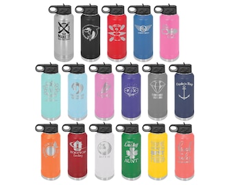 Gepersonaliseerde 32oz waterfles, gepoedercoat, samenwerken cadeau, geïsoleerde waterfles met rietje, bulkbekers, groothandel bekers