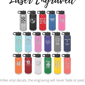 Personalized 32oz Water Bottle, Powder Coated, Cooperate Gift, Insulated Water Bottle with Straw, Bulk Tumblers, Wholesale Tumblers