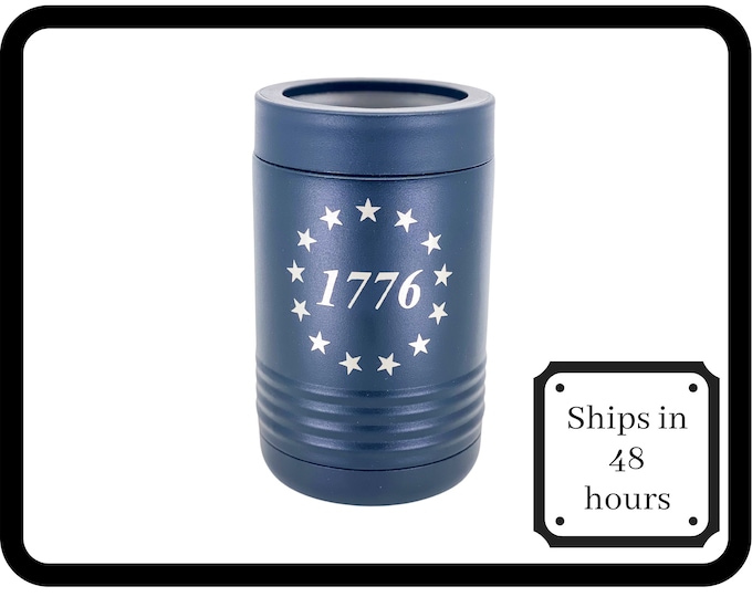1776 Can Cooler, Father's Day Gift Idea, Gift for Dad, Flag, Best Man Gift, Can Cooler, Groomsman Gift, Patriotic Fathers Day Gift