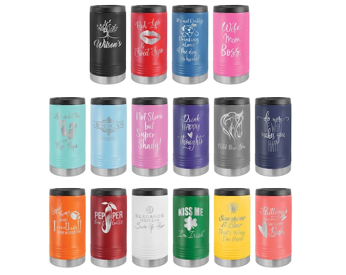 Personalized SLIM Can Cooler, SKINNY Can, Personalized Seltzer Holder, Seltzer Cozie, Engraved Slim Can Cooler, Slim Beverage Holder