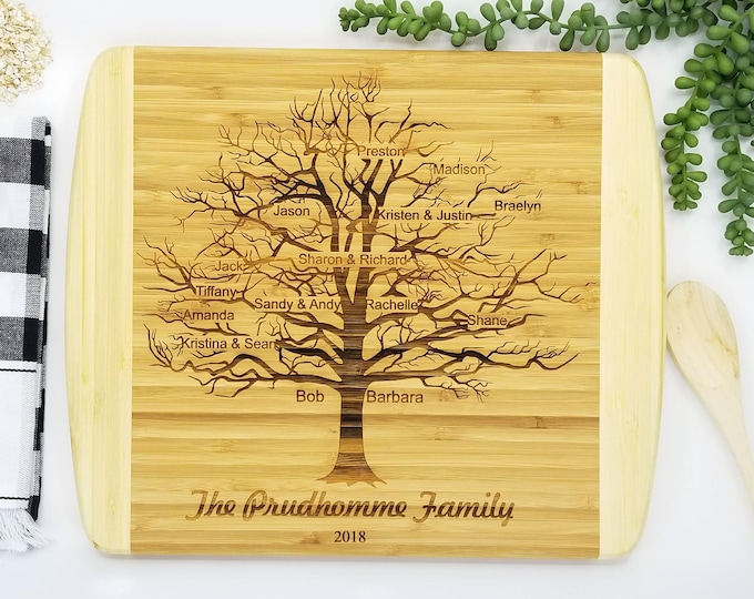Personalized Cutting Board | Family Tree | Wedding Gift | Gift for Mom | House Warming | Kitchen Decor | Marriage | Family Crest | Dad