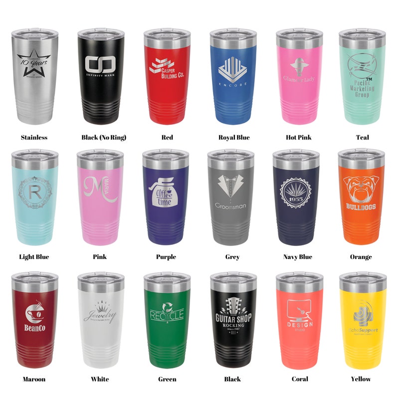 Personalized 20oz Tumbler, ADD YOUR LOGO, Powder Coated, Laser Engraved Cup, Corporate Gift, Branded, Wholesale Tumblers, Bulk Tumblers image 4