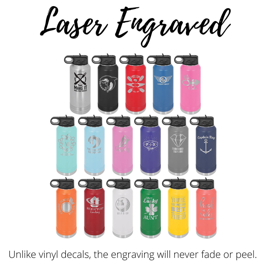 Personalized 32oz Insulated Water Bottle: Laser Engraved Logo, Branded ...