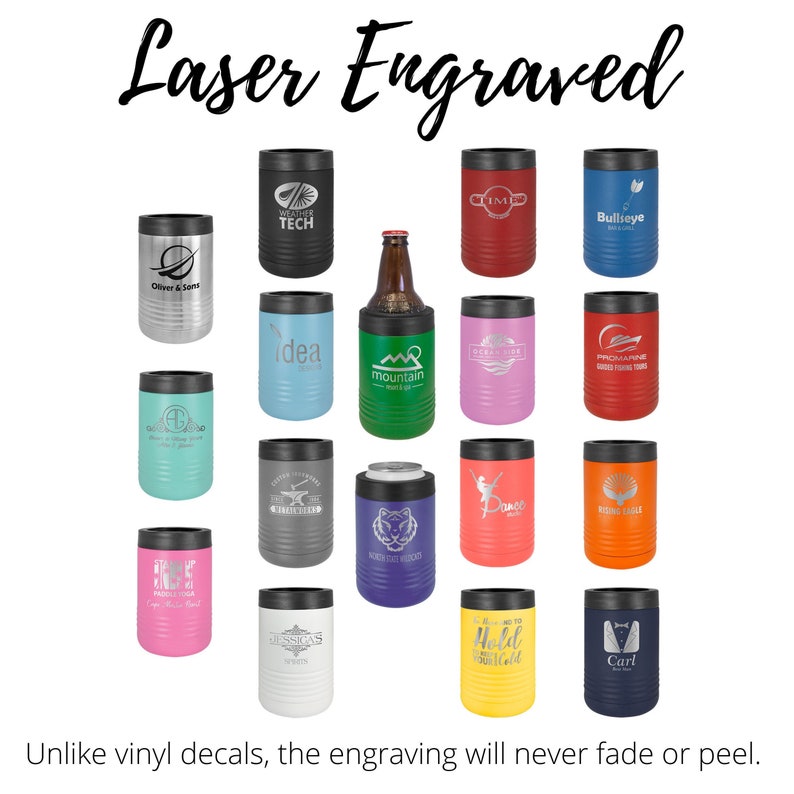 Personlig lasergraverad burkkylare: Ölhållare i rostfritt stål, anpassad logotyp bild 1