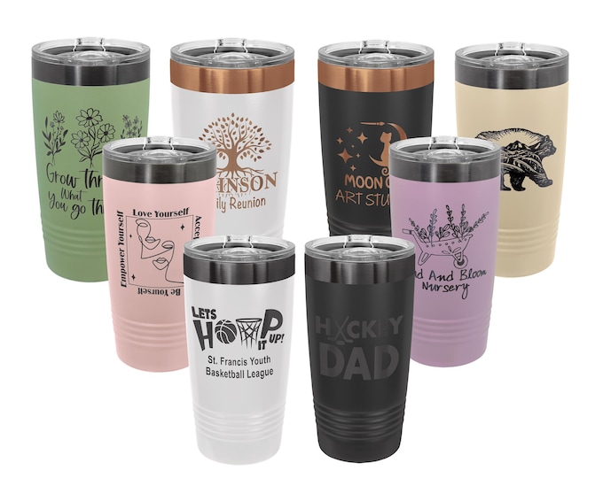 Personalized Earth Tone 20oz Laser Engraved Tumbler: Custom Logo or Design, Wholesale, Bulk Order
