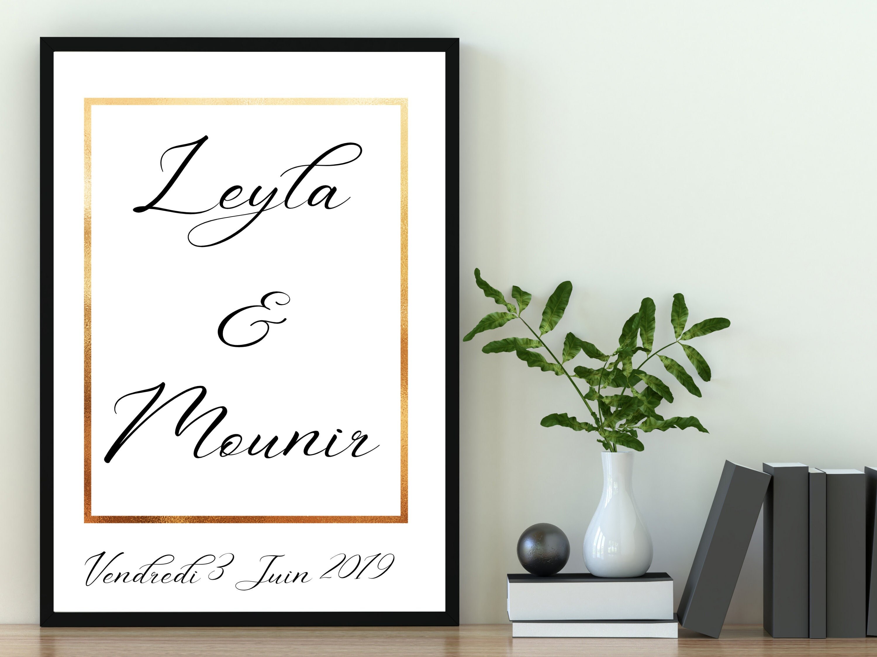 Affiche Couple Personnalisée Poster Décoration Cadeaux Mariage