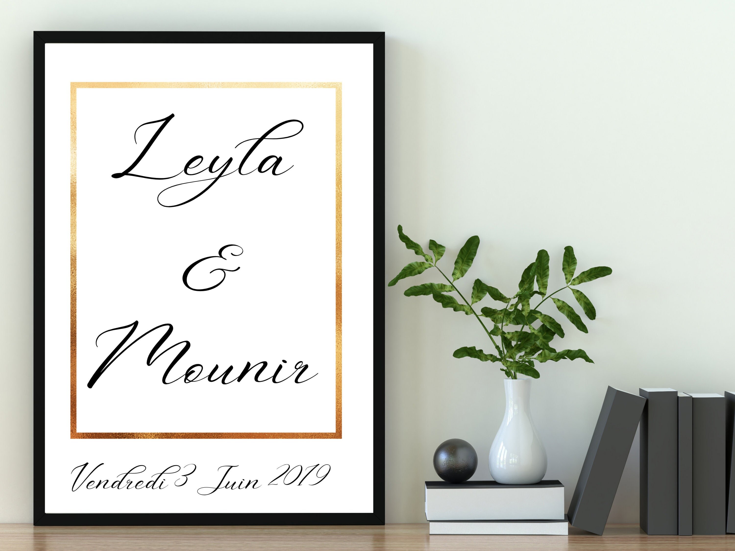 Affiche Couple Personnalisée Poster Décoration Cadeaux Mariage