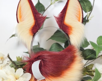 Faux Fur Bunny Ears and Tail Set - Customizable Rabbit Ears for Cosplay, Petplay, Therian and Furry