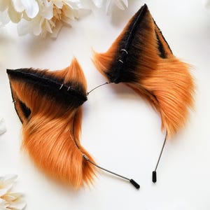 Realistic Faux Fur Red Fox Ears Headband – Handcrafted Posable Animal Ears