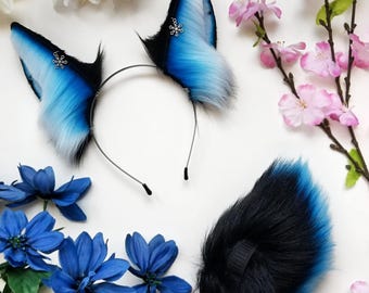 Realistic Handmade Faux Fur Bunny Ears and Tail Set – Cosplay, Petplay, Furry, Therian Accessories