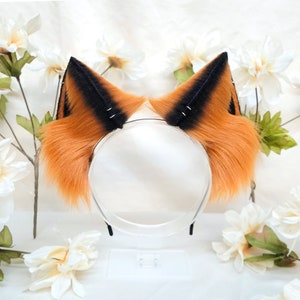 Red Fox Ears on Headband / Realistic 4inch Faux fur Animal Cosplay Ears / Fox Costume Ear for Adults / Sturdy soft cute fox ears / Petplay