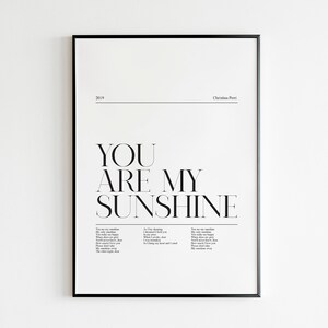 Cover Me in Sunshine lyrics printable wall art