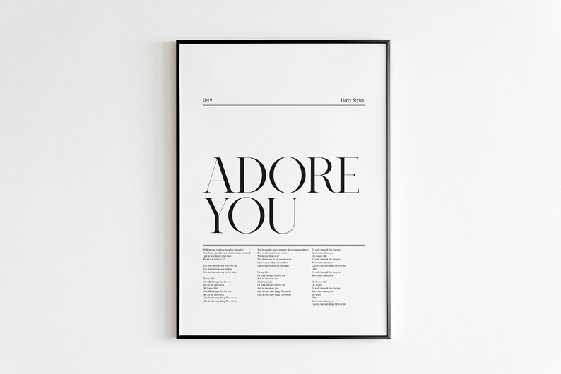 Adore You Harry Styles, Love Song, Song Lyrics, Digital Download, Song Lyrics, Song Print, Gift