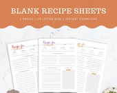 Blank Recipe Sheet Printable | Blank Recipe Page | Blank Recipe Page Printable
