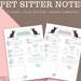 Pet Sitter Notes | Printable for Pet Sitting | Cat Sitter Notes ...