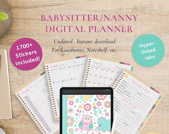 Digital Babysitter Planner | Childcare Log & Daily Schedule | Nanny Organizer | Babysitting Notes and Emergency Info | Becoming A Babysitter