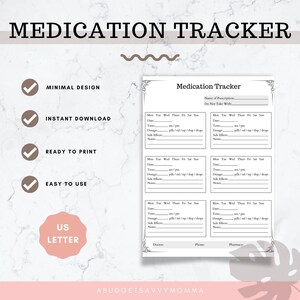 Medication Tracker | Prescription Tracker | Medicine Tracker | Medication Log | Medication Tracker Printable| Prescription Log | Notes