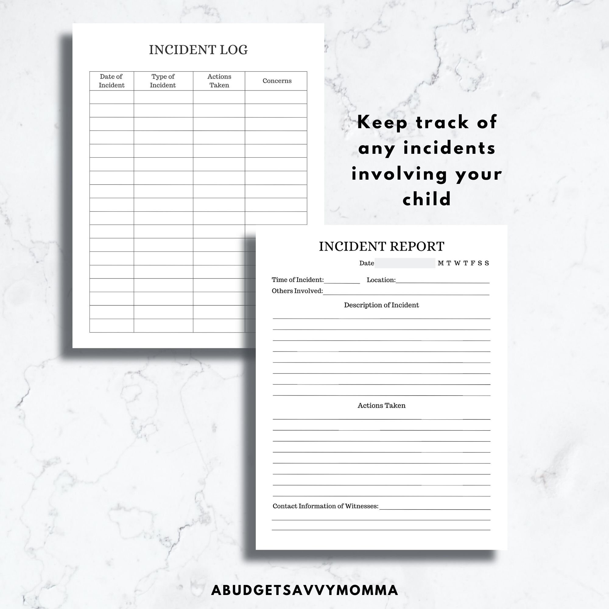 Free Printable Note Taking Custody Organizer Paper