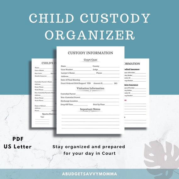 Custody Organizer Custody Planner Custody Agreement Etsy