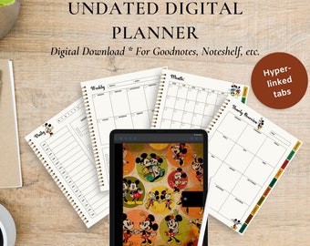 Digital Planner | Undated Digital Planner | Daily and Weekly Planner | Monthly Digital Planner | iPad Planner | Tablet Planner | Digital