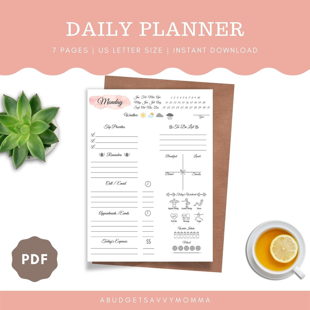 Daily Planner to Do List Day Planner Productive Day Planner Busy Day
