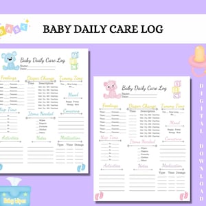 Registro della tata / Registro del bambino / Rapporto giornaliero infantile / Registro del neonato / Registro dell'asilo nido / Registro del bambino stampabile / Registro della babysitter / Registro della cura quotidiana del bambino / Asilo nido