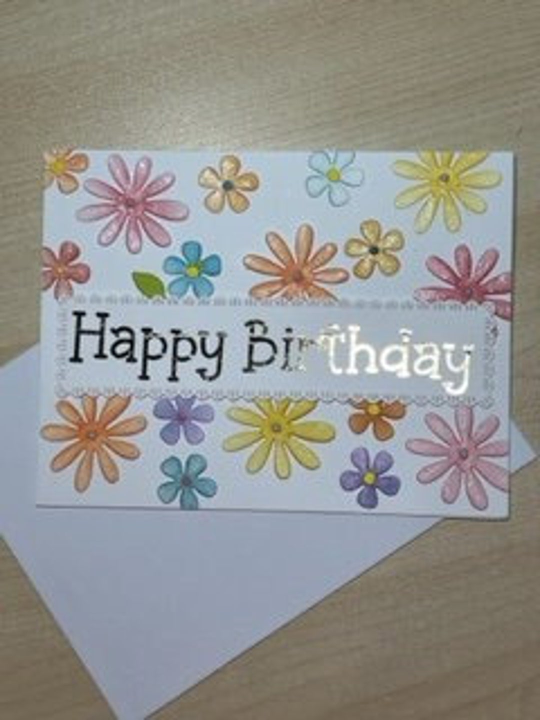Birthday Card Flower Birthday Die Cut Flower Birthday Gold Etsy