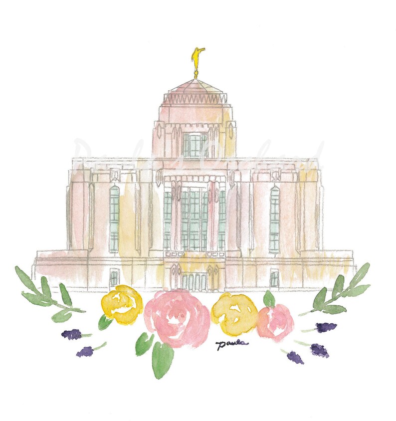 Meridian Idaho LDS Temple Watercolor Etsy