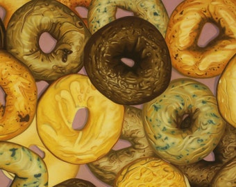 6-Pack of 5x7 Postcard Print of Original Artwork: "Bagels"