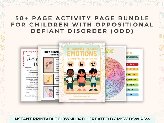 Kids with ODD: Emotional Regulation Worksheet Bundle - Ideal for Therapy & Home Learning