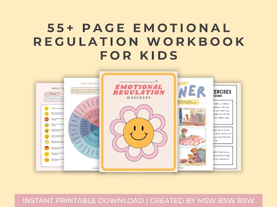 Emotional Regulation Worksheet bundle for Kids Therapy - Digital Download