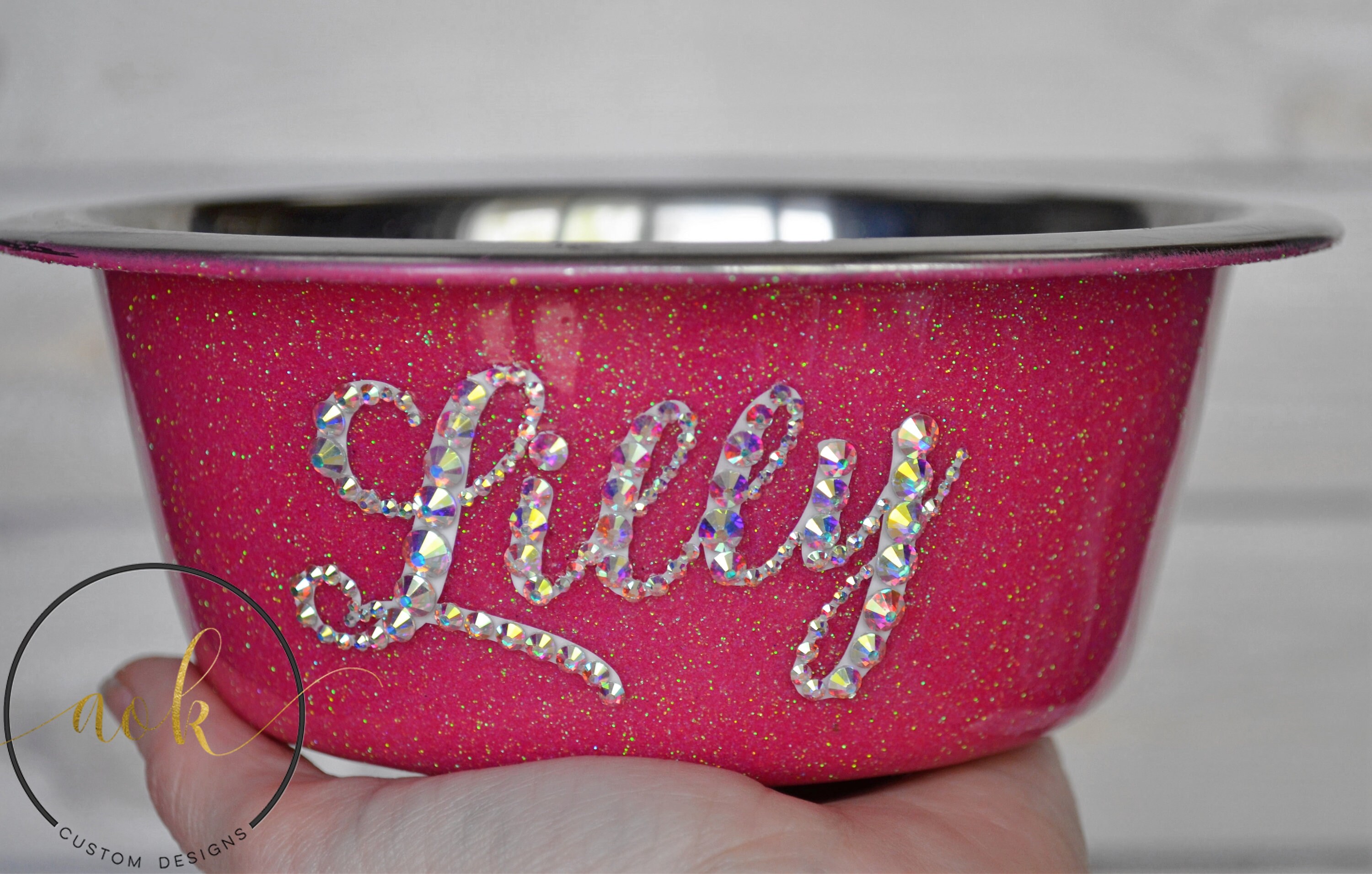 Personalized Dog Bowl Glitter Dog Bowl Name Dog Bowl Cat Etsy