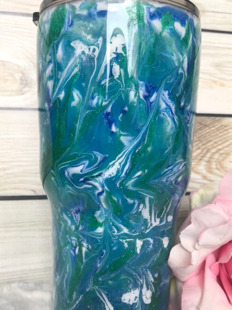 Personalized Tumbler Paint Swirl Tumbler Sports Tumbler Etsy