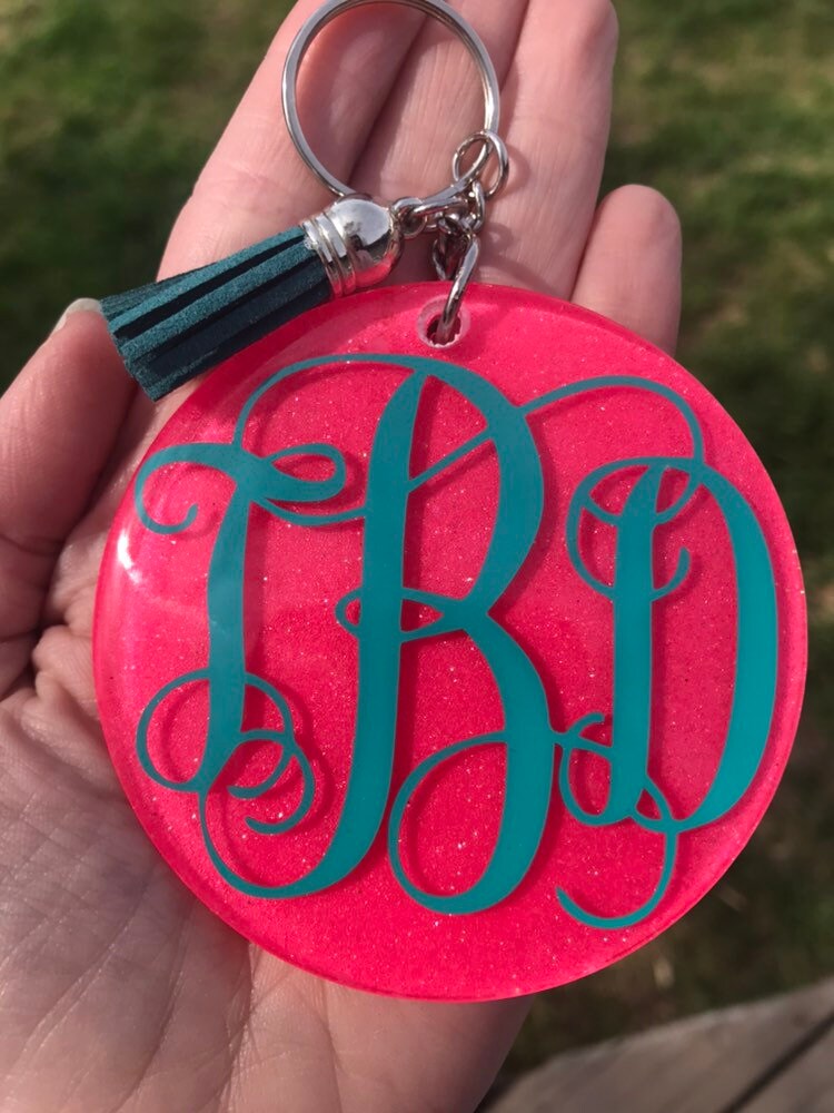 Monogram Keychain Personalized Keychain Monogram Bag Charm Etsy