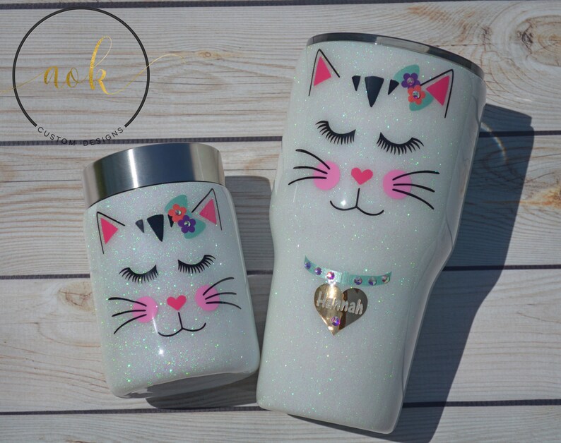 Glitter Tumbler Epoxy Tumbler Cat Tumbler Kitty Etsy