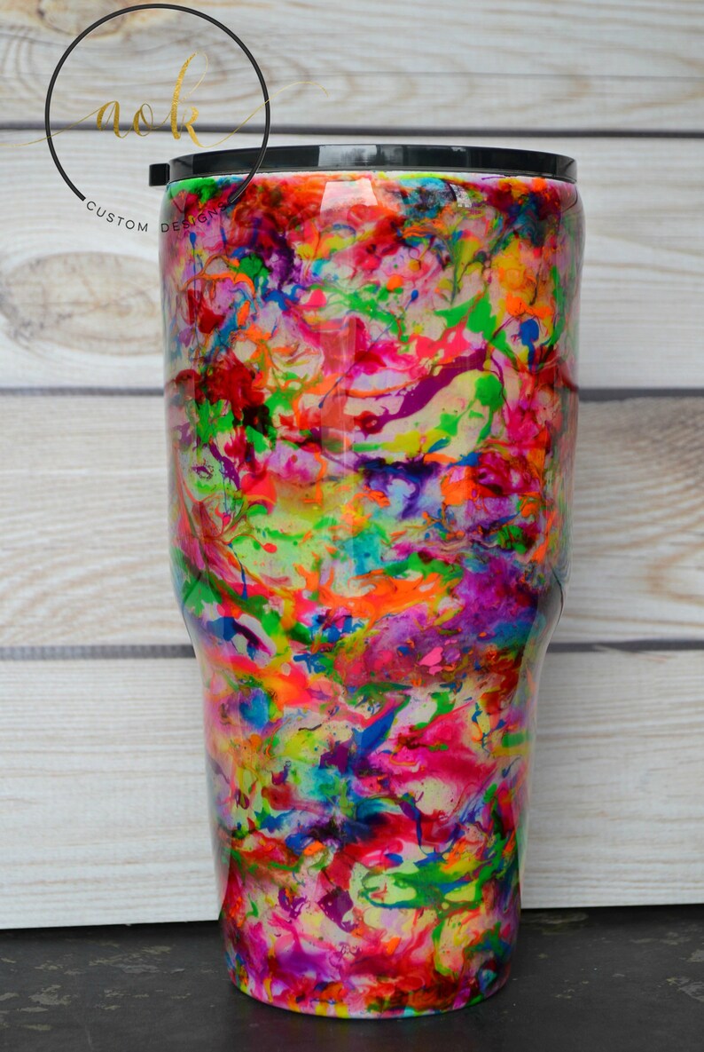 Personalized Tumbler Paint Swirl Tumbler Sports Tumbler Etsy