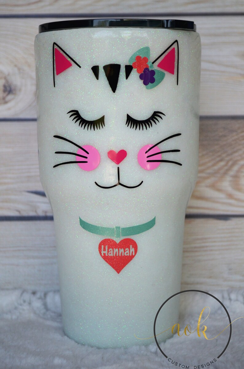 Glitter Tumbler Epoxy Tumbler Cat Tumbler Kitty Etsy