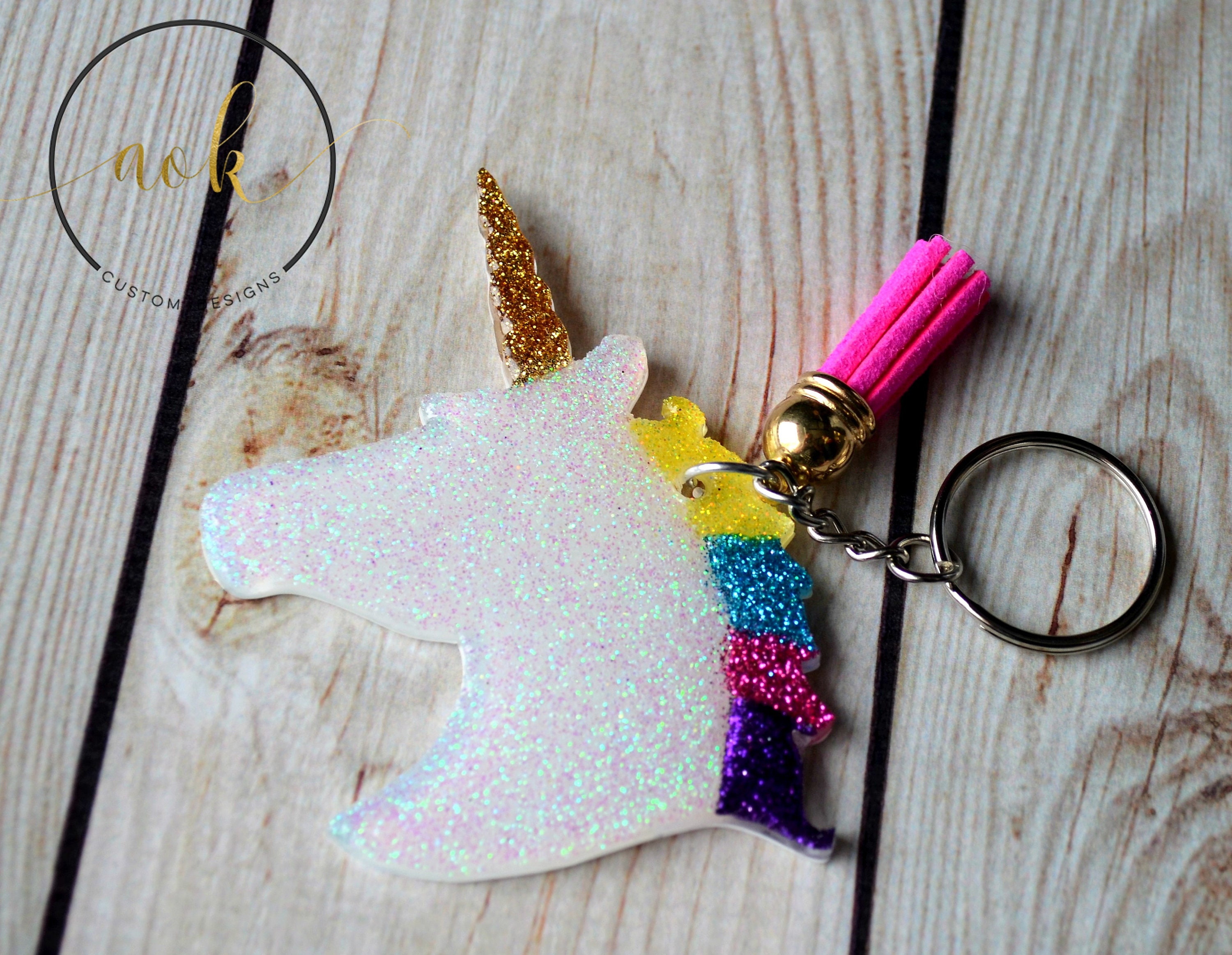 Unicorn Keychain Personalized Keychain Unicorn Bag Charm Etsy