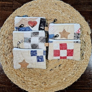 Monedero acolchado, monedero acolchado, minibolso con cremallera, minicartera con cremallera, cartera acolchada hecha a mano, minitarjetero, cartera hecha a mano