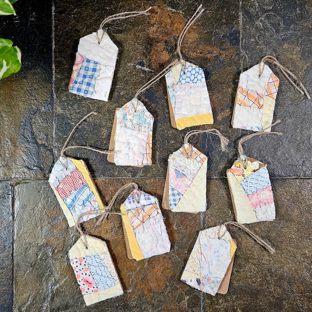 Reusable Quilted Gift Tags, SET OF 5 Tags, Reusable Fabric Gift Labels