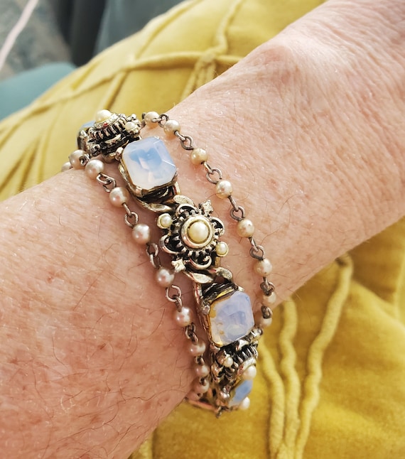 Mid-Century Modern Costume Moonstone Bracelet