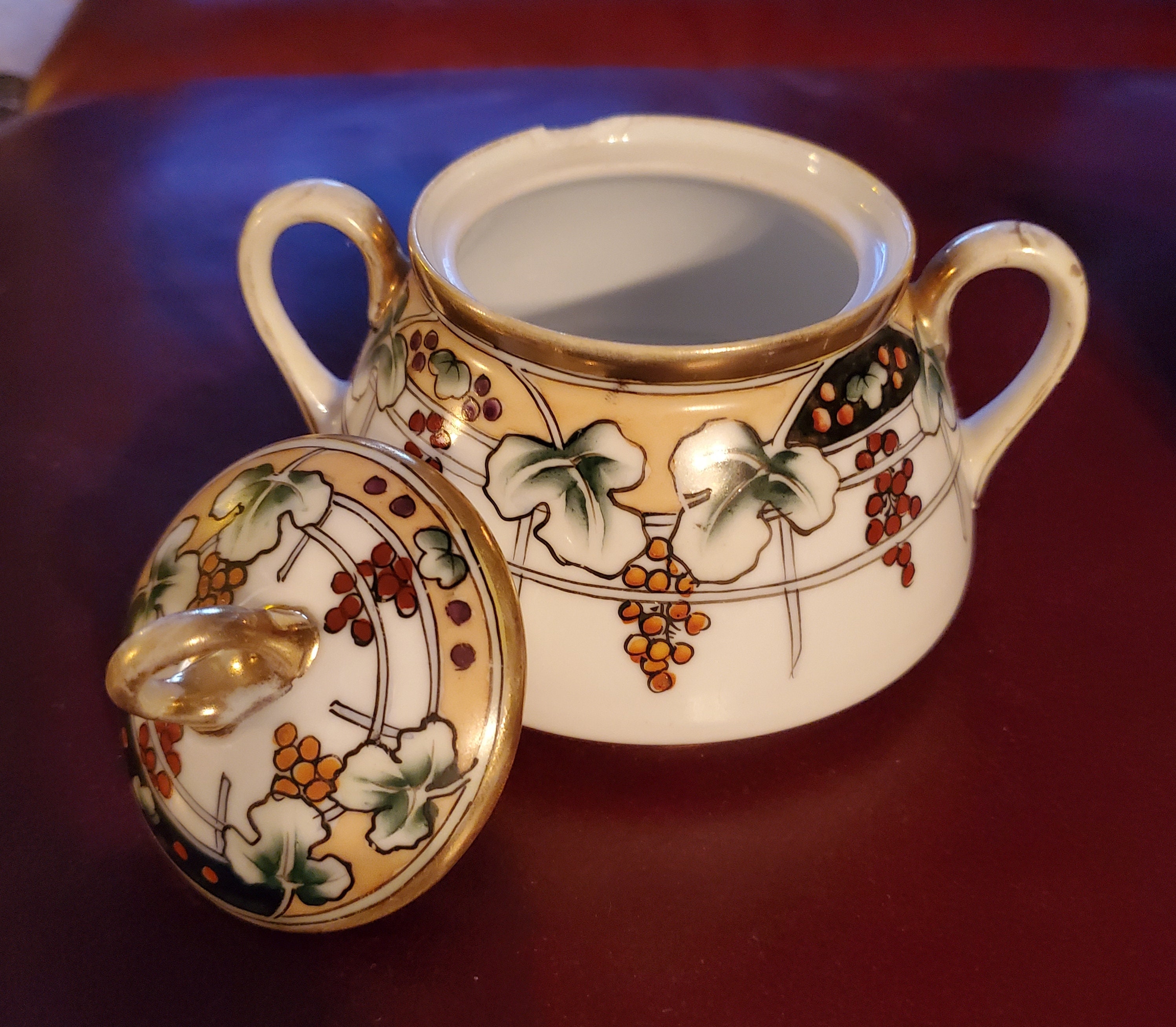 Hand Painted Nippon Creamer and Sugar With Trellis and - Etsy UK