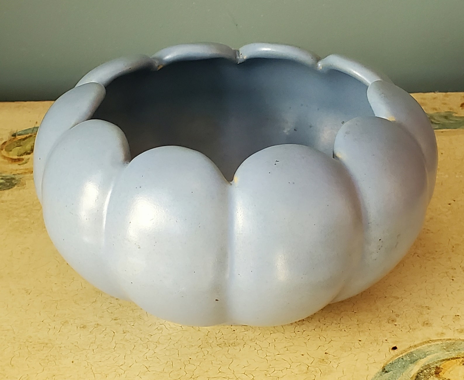 Camark Pottery Round Blue Lotus Flower Bowl 745 Etsy