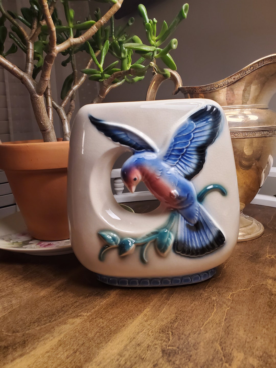 Vintage Royal Copley Ceramic Bluebird Vase, 982 Etsy