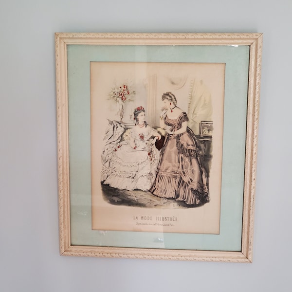 Framed La Mode Illustree, I.B. Fischer Co. Print, French Victorian Ladies, 1939  #731B