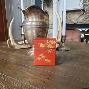 Vintage Asian Red Lacquered Double Deck Playing Cards Box, #1058