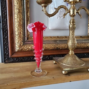 Vintage Red Art Glass Vase, #923
