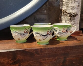 Green Dragon Ware Demitasse Teacups